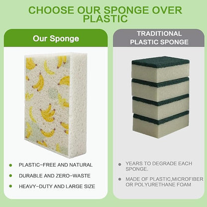Scratch Scrub Sponge, 6 Kitchen Sponges for Cleaning Around the Home, Bathroom & More, Large Size Scratch-Free Dish Scrubber, Best for Nonstick Pots and Pans (4" x 6" x 1",Banana