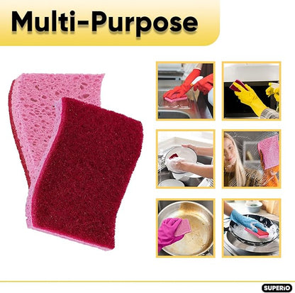 Kitchen Sponges for Washing Dishes, Non-Scratch Cellulose Dish Scrub Sponges, Cleaning Sponges for Household Use, Safe Cleaning Products, Kitchen Sponges Pack of 24, by Superio