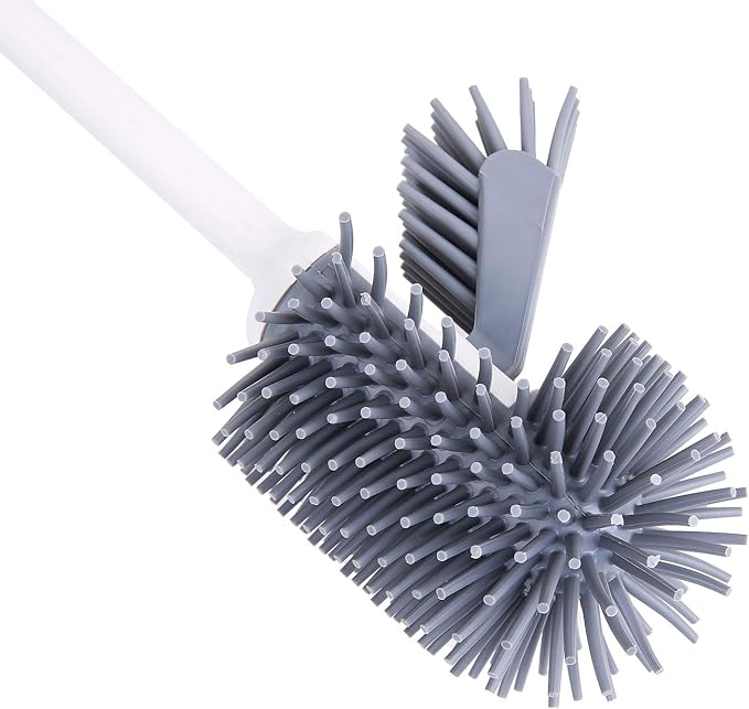 KeFanta Toilet Brush and Holder 2PACKS,Silicon Toilet Bowl Cleaning Brush Set,Under Rim Lip Brush and Storage Caddy for Bathroom