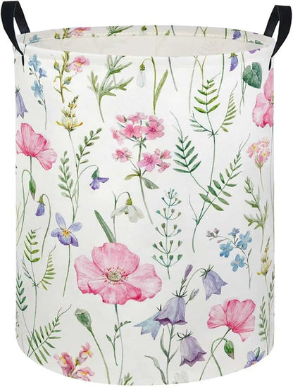 Baby Laundry Hamper kids laundry Basket Waterproof Laundry Bag for Bedroom Toy Clothes Organizer Room Décor(Pink Flower)