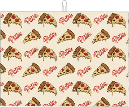 Cute Pizza Food Microfiber Dish Drying Mat for Kitchen Counter 18"x24" Funny Dishes Pad Dish Drainer Rack Mats Washable Absorbent Fast Dry