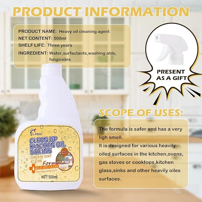 2pcs All Purpose Cleaner, Remove Stains Cleaning Spray, Lemon Breeze Scent Multipurpose Heavy Duty Degreaser, Kitchen Cleaning Supplies Removes Oil Stains On Microwave & Oven & Stove Top