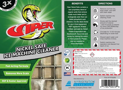 Refrigeration Technologies Viper Nickel Safe Ice Machine Cleaner and Scale Remover NSF Registered Kosher Certified Proprietary Organic Acid Blend 16oz RT500N or 1Gal RT500G (16oz, 1 Pack)