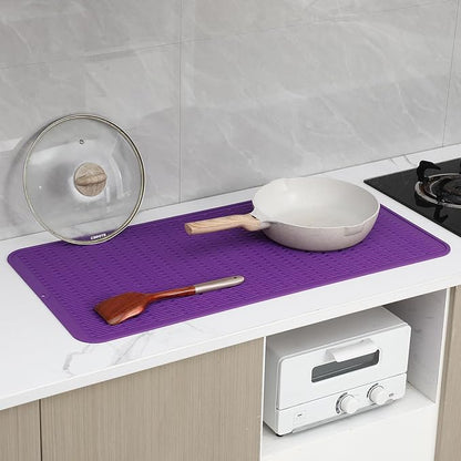MicoYang Silicone Dish Drying Mat for Multiple Usage,Easy clean,Eco-friendly,Heat-resistant Silicone Mat for Kitchen Counter or Sink,Refrigerator or Drawer Liner Purple 5XL 36inches x 18inches