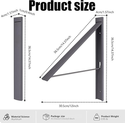 Retractable Clothes Drying Rack, Space Saver Wall Mounted Folding Hanger for Laundry Room, Closet Storage Organization, Easy Installation Aluminium Never Rust Dryer Gray