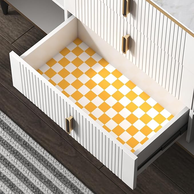 Modern Peel and Stick Wallpaper Orange and White Mosaic Checkered Contact Paper 17.7"x118" Self Adhesive Lattice Wallpaper Removable Decorative Wallpapers for Bedroom Countertops Cabinet Vinyl Roll