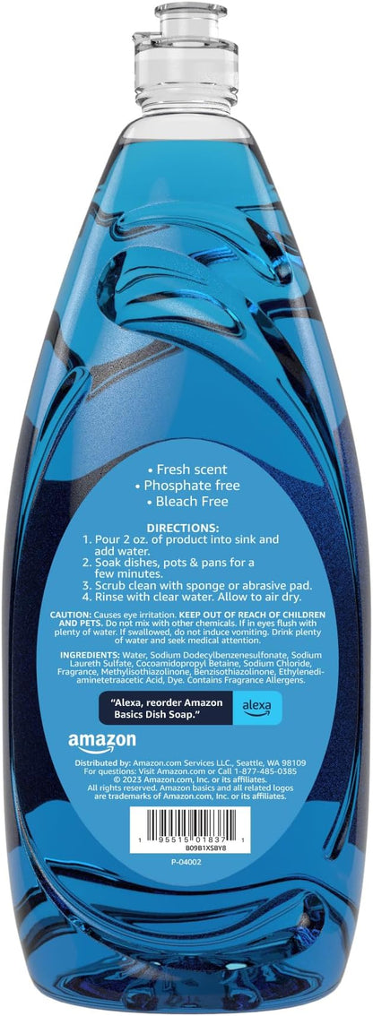 Amazon Basics Dish Soap, Fresh Scent, 50 fl oz, Pack of 1, Packaging May Vary