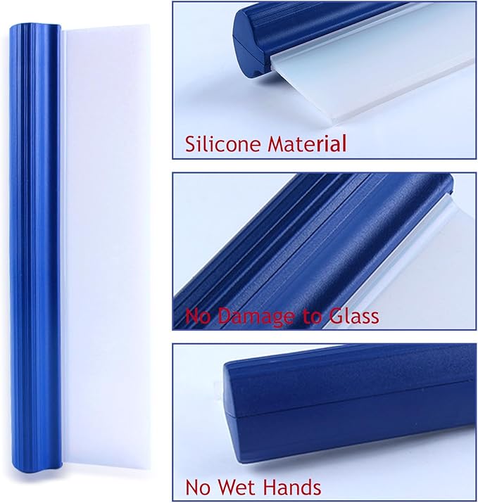 2 Pcs T Bar Car Squeegee for Window Cleaning, Silicone Car Squeegee for Drying Professional Flexible One Pass Water Blade Auto Water Blade Cleaning for Windshield, Glass, Bathroom, 12 Inch
