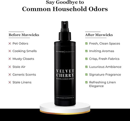 Fragrances - (Velvet Cherry) Linen & Room Spray (8oz) – Bedroom & Home Fragrance Mist, Long-Lasting Freshness To Brighten Up Your Space, Fabric & Air Freshener, Aromatherapy Scent Spray
