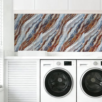 Marble Peel and Stick Backsplash Tile, 11.8" x 11.8" Self-Adhesive Waterproof Wall Panels for Kitchen, Bathroom, Living Room, 30-Pack (Not Real Tile)