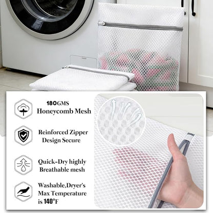 10 Pcs Laundry Bags Mesh Wash Bags, Premium Durable Double-Layer Honeycomb Mesh Laundry Bags for Delicates 12 x 16 Inches