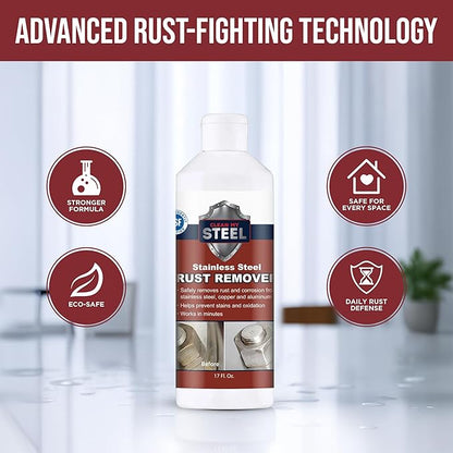 Stainless Steel Rust Remover and Stain Cleaner | NSF Approved | Non-Toxic & Food Safe | Quickly Cleans Commercial Equipment, Appliances, Grills, Sinks, and Tools - 5 liter