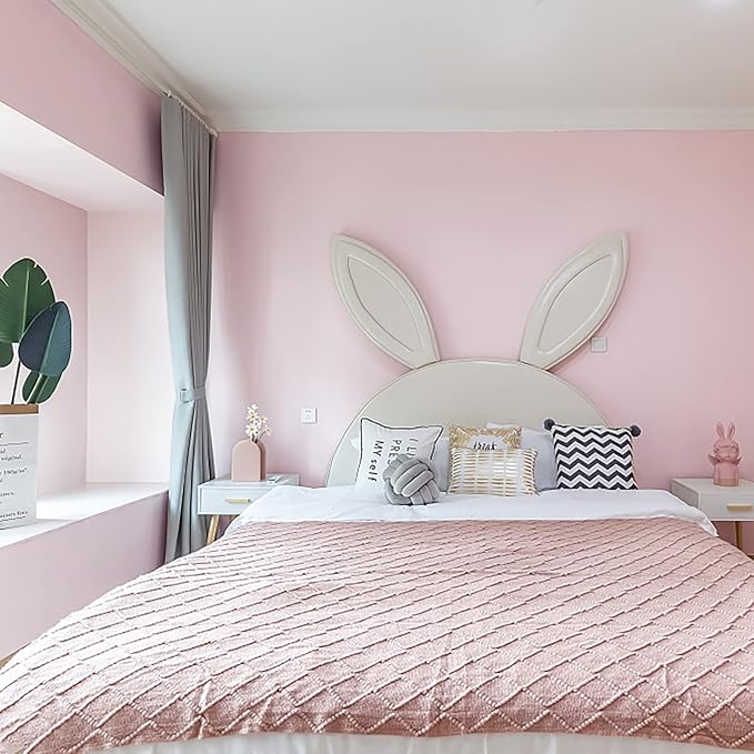HeloHo Solid Light Pink Wallpaper 394"X15.7" Matte Textured Contact Wallpaper Peel and Stick Modern Self Adhesive Removable Wallpaper Waterproof Paper for Living Room Bedroom Decor