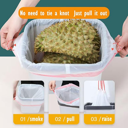 Ultra Thick Heavy Duty Plastic 16-18 Gallon Drawstring Trash Bags White Leak Proof Large Garbage Bags for Tall Kitchen Home Office Outdoor (18 Gallon Drawstring Trash Bags)