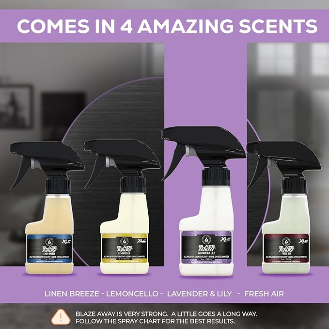 Blaze Away Commercial Air Freshener & Odor Eliminator for Strong Odor - Industrial-Grade Room Spray & Room Deodorizer for Home, Car, Smoke & Pet Odors - Long-Lasting Odor Absorber, Room Fresheners