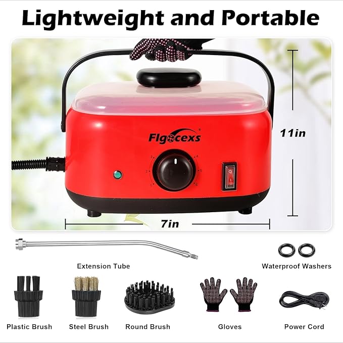 Steam Cleaners,High Powered 2500W Steam Cleaner for Home and Car Handheld with 3 Brush Heads and 2L Tank for Multi Surface Cleaning