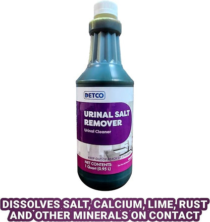 Urinal Salt Remover Concentrate - Safe on Pipes and Plumbing, Odor Control, Cleans Rust, Scale, and Uratic Salt Build-Up, 1 Quart