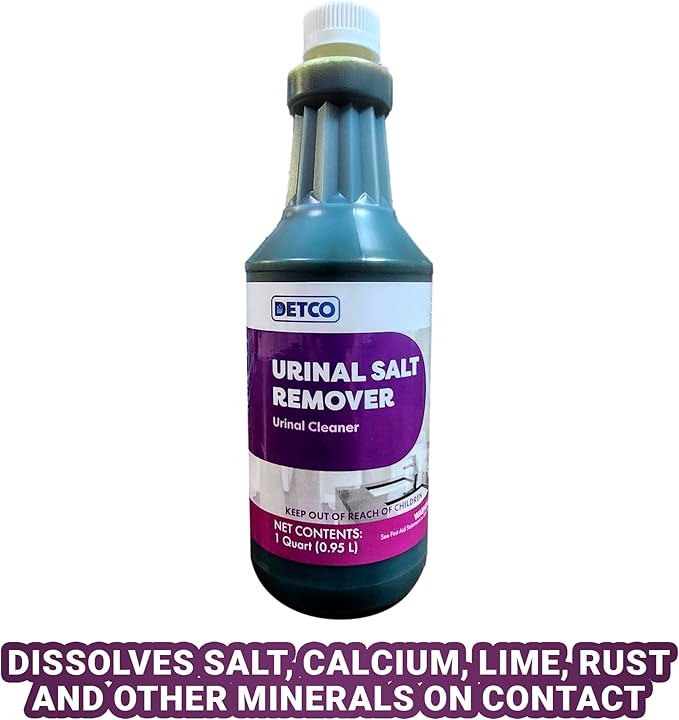 Urinal Salt Remover Concentrate - Safe on Pipes and Plumbing, Odor Control, Cleans Rust, Scale, and Uratic Salt Build-Up, Case of 12