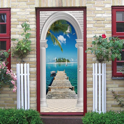 3D Door Stickers Murals - Peel & Stick Landscape Wallpaper Decals Removable PVC Waterproof Poster Bedroom Living Room Decoration 33.9" x 78.7"