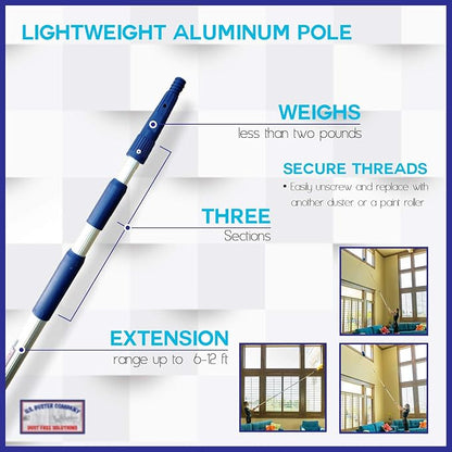 Cobweb Duster with Extension Pole, Plus Size Microfiber Ceiling Fan Duster Extendable 20 feet Reach, 3-Stage Aluminum Telescoping Pole Long Handle Webster Duster for Cleaning