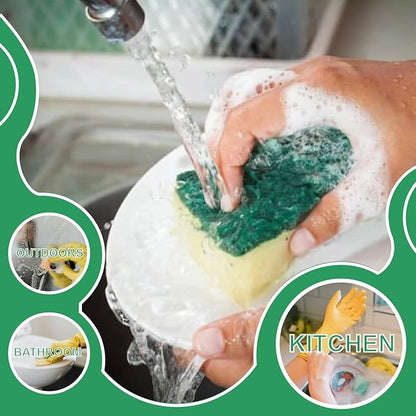 Cleaning Sponge,32 Pack Dual-Sided Dishwashing Sponge for Kitchen, Cleans Fast Without Scratching,Eco Safe on Non-Stick Cookware,Scrub Pads for Dishes,Pans All at Once