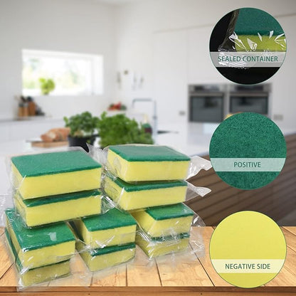 Individually Wrapped Sponges,600 Pack Sponges Individually Wrapped for Kitchen Scrub Dish Dishes Dishwashing Cleaning Non Scratch Scrubber Bulk Case - Small Mini