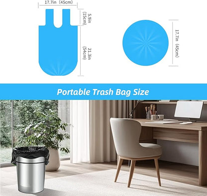 MakMeFre 5Rolls 4Gallon Portable Trash Bags,Thicken Small Garbage Bags for Office,Bedroom,Kitchen Waste Bin(150Counts,Blue)