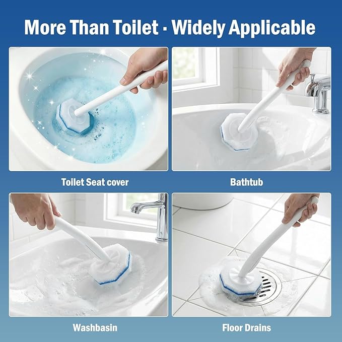100 Pack Toilet Bowl Wand Refills, Disposable Replacement Heads Compatible with Household Brushes, Bathroom Washroom Cleaning Refill Pads
