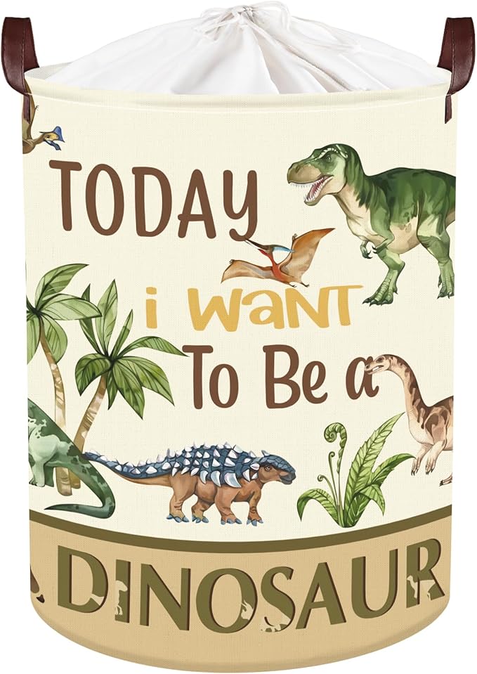 Clastyle Large Dinosaur Kid Storage Basket Baby Laundry Hamper Palm Tree Boy Gift Toy Box Collapsible Clothes Organizer Nursery Bin for Bedroom,Sunset,36 * 45 cm