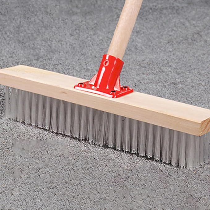 Outdoor Floor Scrub Brush with Long Handle, Stiff Nylon Bristle Deck and Patio Cleaning Brush, Sturdy Hard Bristle Scrubber for Bathroom, Carpet, and Garden Use