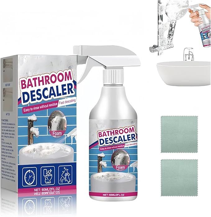 New Upgrade Bathroom Descaler Spray, Multipurpose Bathroom Foam Cleaner Stubborn Stains Cleaner, Bathrooms Descaler Cleaner Spray for Bath-room Toilet Bath Shower Glass Sink Clean (1pcs)