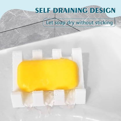 Soap Dish Holder for Shower with Suction Cup, Silicone Soap Holder & Saver Self-Draining Bar Soap Dish Keeps Soap Dry for Bathroom, Kitchen, Bathtub, Extends Soap Life (White-1Pack)