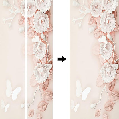 A.Monamour 3D Door Stickers for Interior Doors Pink White Flowers Floral Background Vinyl Waterproof Self Adhesive Door Mural Decals for Bedroom Office Bathroom 95x215cm