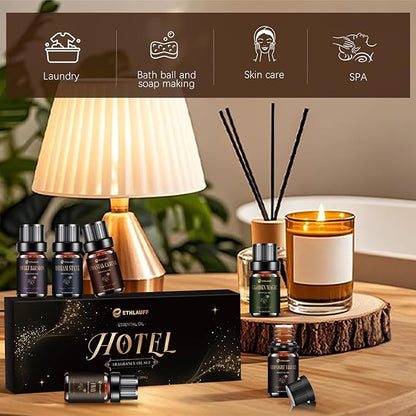 Hotel Diffuser Oils, Hotel Collection Diffuser Oil, Luxury Essential Oil for Diffuser, Soap & Candle Making Scents - 1 Way, Dream State, Coastal Cabine, Gloden Magic