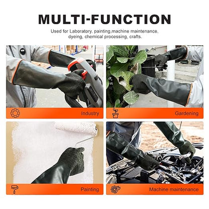 North Tower Chemical Resistant Gloves Rubber Heavy Duty Glove Work With Waterproof Gloves For Mens （14in,1 pair）