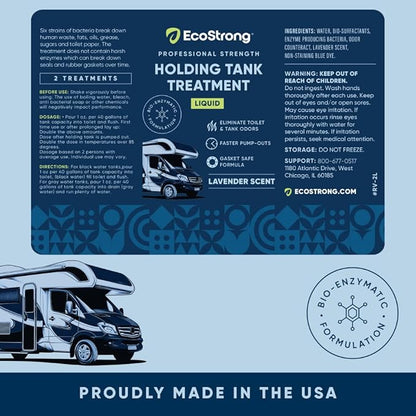 Eco Strong RV Toilet Treatment | RV Black Tank Treatment | RV Holding Tank Digestor, Odor Eliminator, and Cleaner | Perfect for Campers, RVs, Boats, 16 Treatments, Lavender