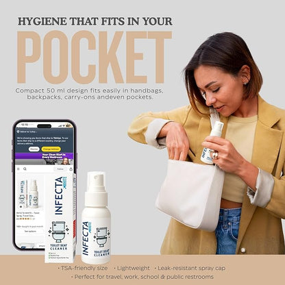 INFECTA WHITE – Toilet Spray, Travel Size Multipurpose Cleaning Spray (50 ml), All Purpose Cleaner for Toilet Seats, Bathtub, Fresh Scent, Bathroom Essentials & Mini Travel Toiletries (Pack of 2)