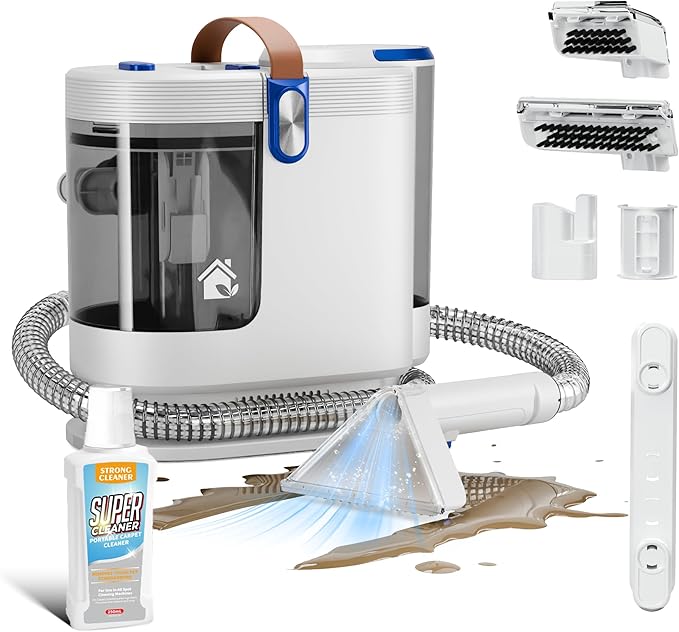WURESE Portable Upholstery and Carpet Cleaner Machine, 15Kpa Spot Cleaner Deep Cleans Pet Stains, Couch Cleaner with 3 Tools and Self-Cleaning System for Area Rugs, Furniture, Stair, Car, Teal