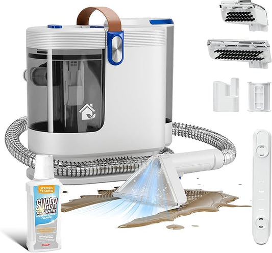 WURESE Portable Upholstery and Carpet Cleaner Machine, 15Kpa Spot Cleaner Deep Cleans Pet Stains, Couch Cleaner with 3 Tools and Self-Cleaning System for Area Rugs, Furniture, Stair, Car, Teal