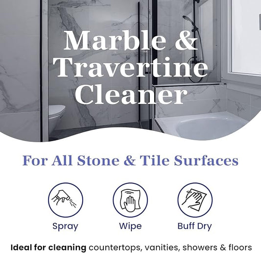 Marblelife InterCare Marble and Travertine, Natural Stone & Terrazzo Liquid Cleaner, Shower & Tile Surface Care, Floor, Walls & Countertop Cleaner and Degreaser, 32 oz