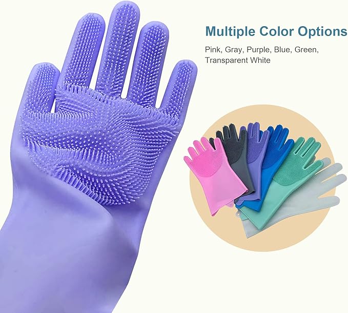 Angel Wings Magic Dish Washing Gloves with Scrubber, Silicone Reusable Cleaning Gloves, Heat-proof Household Scrubber Gloves