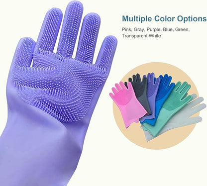 Angel Wings Magic Dish Washing Gloves with Scrubber, Silicone Reusable Cleaning Gloves, Heat-proof Household Scrubber Gloves