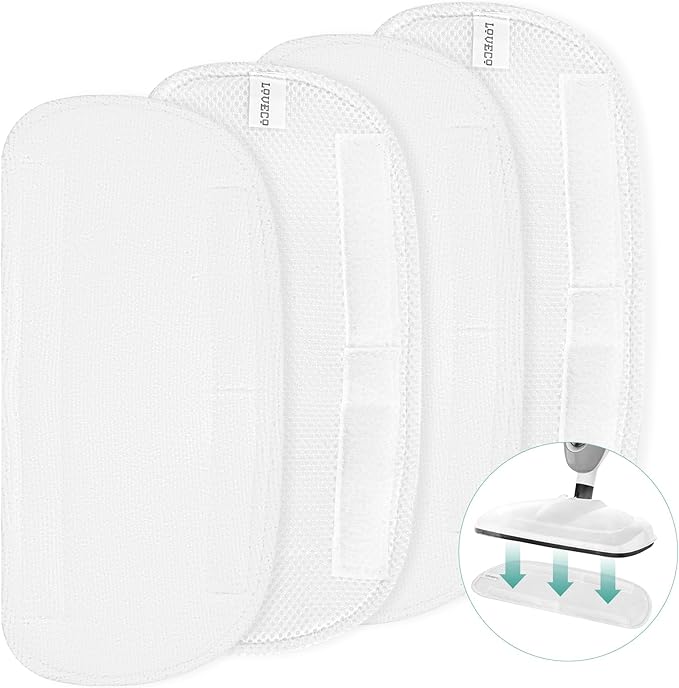 LOVECO 4 Pack Steam Mop Pads Compatible with Mxnsewr MX-C021, GorFanty GF-6610B/GF-6610 & Neugo NE033/NE033M Steam Mop, etc. Washable Microfiber Steam Mop Replacement Pads for Scratch-Free Deep Clean
