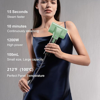 G10 Pro Steamer for Clothes, Global Voltage Adaptation Handheld Garment Steamer, Dual Steam Modes,1200W Mini Steam Iron for Travel and Home (100-240V Green)