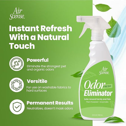 Air Scense Odor Eliminator for Strong Odors – Multi-Surface Deodorizer Spray for Home, Cars, Upholstery & More – Pet Odor Eliminator That Permanently Removes Smells – Light Fresh Scent
