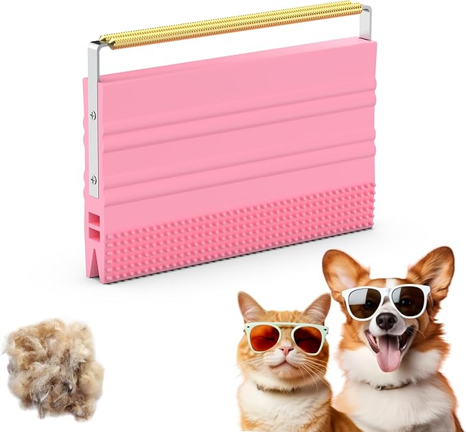 Mini Pet Hair Remover – 2025 Reusable Carpet Rake & Fur Scraper for Furniture, Car Interior, Hair Remover Brush for Bed, Couch, Home Surfaces Pink