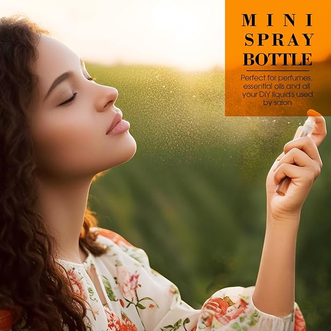 60PCS 10ml Mini Spray Bottle, Portable Clear Plastic Spray Bottle, Empty Fine Mist Refillable Perfume Atomizer, Small Sample Containers for Cleaning, Travel, Essential Oils