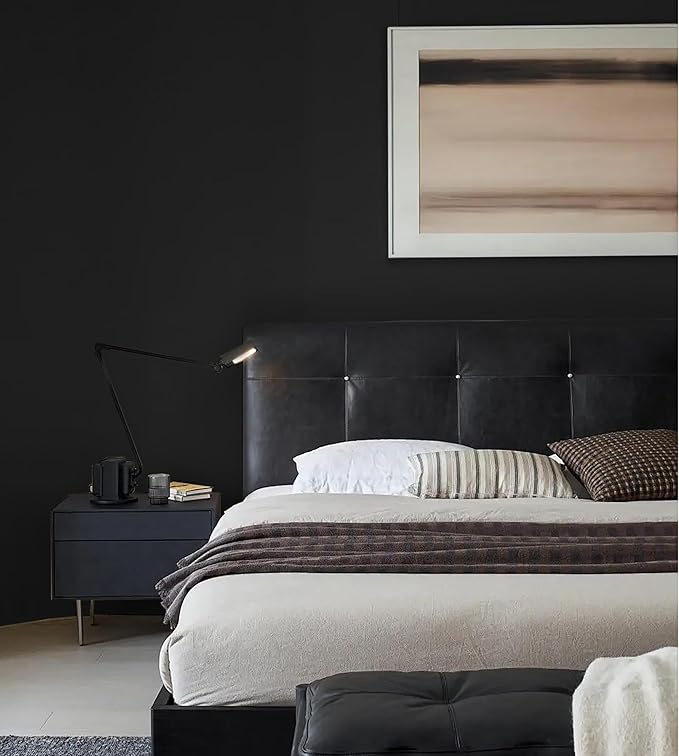 HeloHo Solid Black Wallpaper Matte Textured Peel and Stick Wall Paper Modern Self Adhesive Removable Waterproof Contact Paper for Living Room Bedroom Decor 78.7"X17.3"
