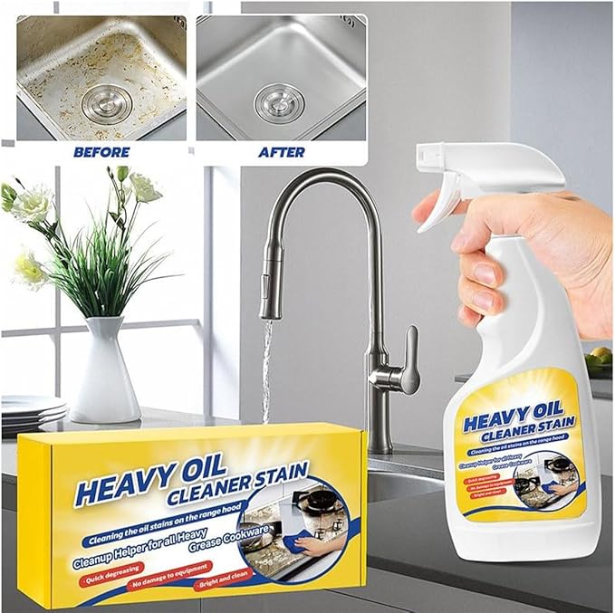 Heavy Duty Kitchen Degreaser Spray, Powerful Grease Oil Cleaner Stain Remover for Ovens, Stovetops, Grills & Cookware (2PCS)