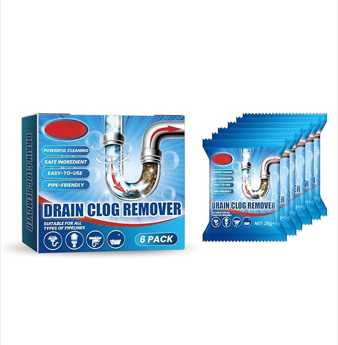 Drain Clog Remover 6 Packs Fast Acting Drain Cleaner Powders for Kitchen Sink Bathroom Shower Bathtub Powerful Pipe Unclogger Clears Hair Grease Safe for Pipes 2025